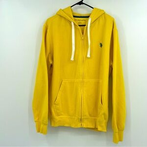 U.S. Polo Assn. Sweat shirt Zip up Hooded Yellow Size Large